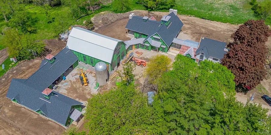 Construction and renovation aerial view